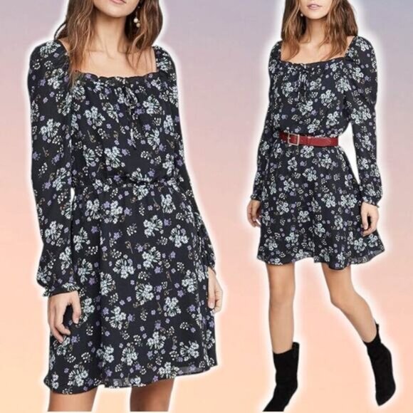 CUPCAKES & CASHMERE Elsie Floral Square Neck Dress Sz Small - Picture 1 of 10